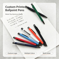 Stylo bille en aluminium avec clip métallique rétractable, impression de logo personnalisé, cadeau promotionnel d'entreprise, stylo publicitaire multicolore