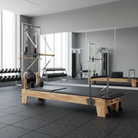 Reformer Pilates en Bois de Qualité Commerciale avec Demi-Tourneuse, Cadre en U en Aluminium Anodisé, Machine de Yoga Professionnelle pour Salle de Sport à Domicile