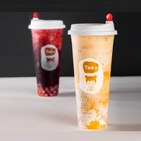 Gobelets en plastique PP jetables personnalisables avec couvercles, adaptés aux boissons chaudes et froides comme le thé au lait et le thé à bulles