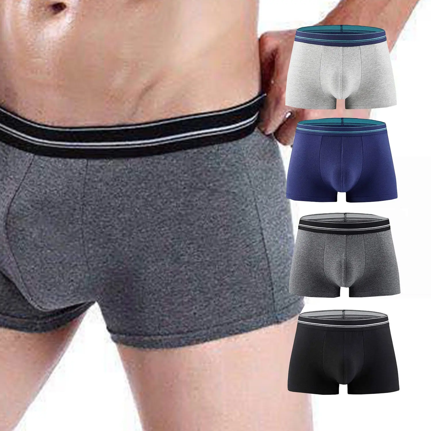 High quality Mens solid Cotton spandex boxer mens underwear Men's Briefs male Boxers