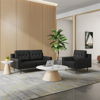 Ensemble de canapés de bureau modulaires modernes haut de gamme, capitonnés, avec structure en bois massif, éponge haute résilience, tissu et cuir PU, pour hôtels et réceptions commerciales
