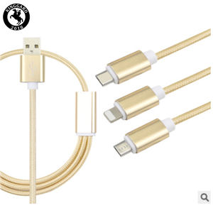 Téléphones mobiles universels 1m 2A 2.0 USB nylon tressé câble de chargeur multiple rapide <span class=keywords><strong>incassable</strong></span> 3 en 1 cordon de charge de téléphone - Product Image 4
