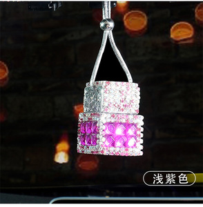 WinkShow Factory Price <b>Mini</b> Size <b>Perfume</b> Diffuser for Car Hotel 10ml New Style Glass Bottle Rhinestone Car Aromatherapy Pendant - Product Image 2
