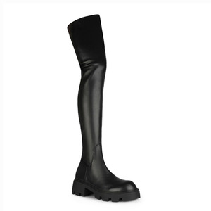 Donne Punta Rotonda <span class=keywords><strong>Tacco</strong></span> <span class=keywords><strong>Basso</strong></span> Elastico Nero Lunghi <span class=keywords><strong>Stivali</strong></span> Invernali di Spessore Suola Delle Signore Casuali Della Coscia <span class=keywords><strong>Stivali</strong></span> <span class=keywords><strong>Alti</strong></span> - Product Image 2