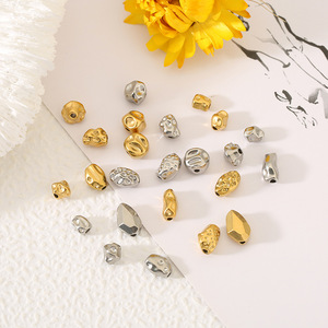 Cuentas espaciadoras irregulares de acero inoxidable de 4 mm, estilo barroco, con orificio abierto, cuentas sueltas para la fabricación de pulseras y collares DIY. - Product Image 1
