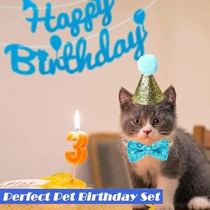 Kit de Sombrero de Fiesta de Cumpleaños para Mascotas HLC con Corbata de Moño y Número para Decoraciones de Cumpleaños de Perros, Cachorros y Gatos, Disfraz, Accesorio para la Cabeza - Product Image 2