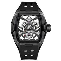 Montre mécanique de qualité supérieure Usine Montre en cristal Mouvement Tourbillon Boîtier en cristal de saphir Montre squelette RM