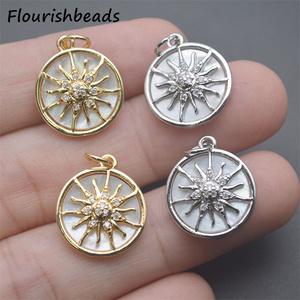 Nouveau design anti-<span class=keywords><strong>rouille</strong></span> <span class=keywords><strong>plaqué</strong></span> or argent pavé incrusté de breloques de tournesol en coquille blanche naturelle pour la fabrication de bijoux - Product Image 6