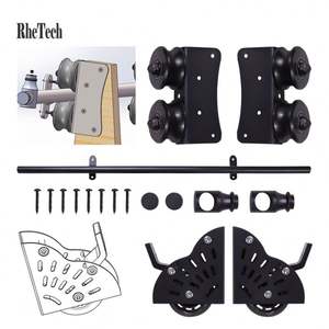 Kit de Rieles de Acero Negro Rústico WEKIS, Juego Completo de Herrajes para Puertas Corredizas de Granero para Exteriores, Incluye Soportes - Product Image 5