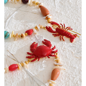 Xy 3405 Thời Trang Đại Dương Phong Cách Trang Sức Mới Handmade <span class=keywords><strong>Shell</strong></span> Acrylic Nhựa Đá Quý Cua Đỏ Tôm Hùm Mặt Dây Chuyền Vòng Cổ - Product Image 5