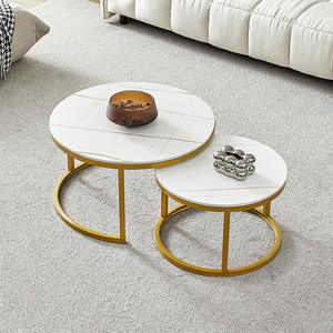 Ensemble de Tables Basses Rondes Modernes et Durables à Cadre Métallique pour Salon, Table Centrale, Meuble de Table Basse Minimaliste en Gros - Product Image 2
