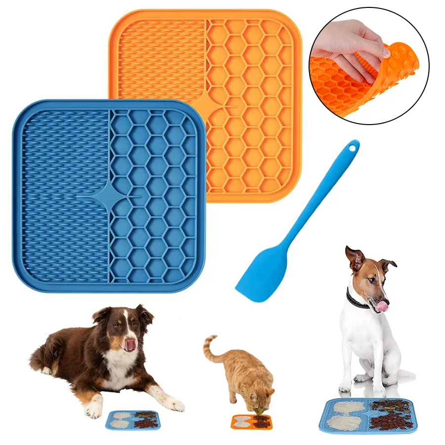 Custom Anxiety Relief Food Grade Dog Lick Mat Suction Cups Cat Pet Slow Feeding Bowls Bathing Lick Pad And Scraper