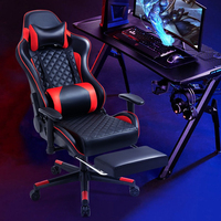Chaise de bureau ergonomique moderne professionnelle à vérin à gaz en cuir PU avec accoudoirs 2D, repose-pieds et fonction massage