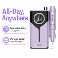 HOWYEA Professionnel 30000RPM Ponceuse à Ongles Électrique Rechargeable sans Fil Portable avec Balais en Carbone pour Manucure Pédicure en Salon