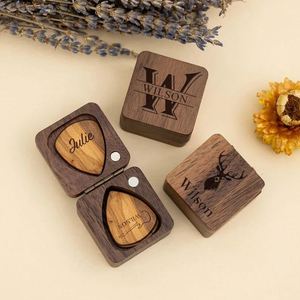 Boîte de rangement personnalisée en gros avec logo pour médiators de musique, organisateur de plectres en bois, décoration pour médiators de guitare - Product Image 1