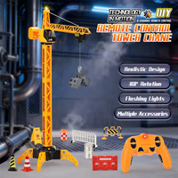 Jouets de construction télécommandés 2,4 GHz à 6 canaux pour enfants, prêts à l'emploi, avec lumières et chargeur, type grue à tour