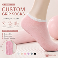 Chaussettes de yoga et de Pilates antidérapantes en coton avec grip en silicone, logo personnalisé, faible MOQ, fabricant OEM, vente en gros