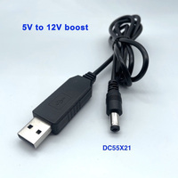 Câble convertisseur USB Boost de vente chaude d'usine DC 5V à 9V 12V pour banque d'alimentation/routeur/Modem optique