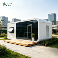 Module de cabine capsule moderne en forme de pomme pour la vente en gros, maison conteneur préfabriquée modulaire moderne en forme de pomme avec toilettes et cuisine