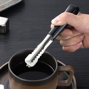 ที่คีบน้ำแข็งสแตนเลสพร้อมด้ามจับกันลื่นสำหรับก้อนน้ำตาลกาแฟและใช้ในบาร์ ดีไซน์ทนทาน สไตล์เรียบง่าย - Product Image 1