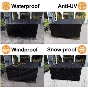 Housse de protection pour meubles d'extérieur en tissu Oxford noir, anti-poussière, imperméable, pour table et chaises, utilisation en patio et jardin - Product Image 5