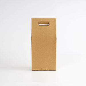 Luxury Custom Printed 2 Bottle Cardboard Kraft Paper Corrugated <b>Wine</b> Box With Die Cut Handle - Product Image 3