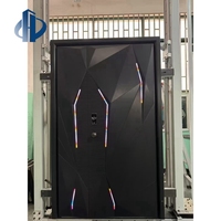 Puerta de Entrada Moderna de Aluminio Fundido con Doble Blindaje, Luz LED con Incrustaciones de Diamantes 3D, a Prueba de Explosiones, Puerta de Seguridad Inteligente para Interiores