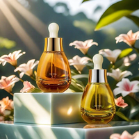 Flacons compte-gouttes en verre de 30 ml pour usine cosmétique, formes ovales ampoule, marron, noir, bleu, avec compte-gouttes dorés ou argentés pour huile capillaire et sérum