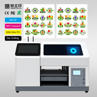 Machine d'impression UV pour étiquettes autocollantes A4, découpe à la presse, connexion Wifi, imprimante UV CMYKW pour les petites entreprises