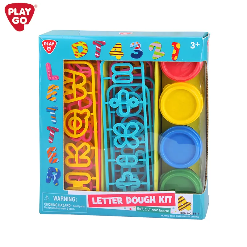 Playgo thư Bột kit số chữ bùn keo cắt màu đất sét đồ chơi/Bột đồ chơi tùy biến