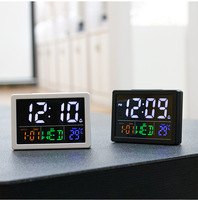 Jam Alarm Digital LED Dengan Tampilan Waktu, Tanggal, Hari, Suhu, Penyesuaian Kecerahan Otomatis, Snooze, Daya Ganda, Untuk Meja & Dinding