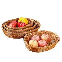 Panier de rangement ovale en rotin PP tressé, fait main, étanche, gain de place, qualité alimentaire, résistant à la moisissure, facile à nettoyer, pour snacks, fruits et pain