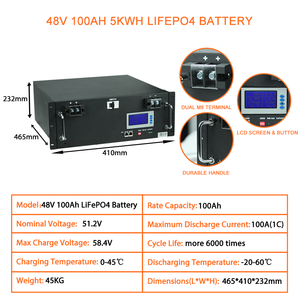 بطارية ليثيوم أيون شمسي 48 فولت 4 أمبير في الساعة, 5kwh 10kwh 48V 100Ah 200ah 400ah <span class=keywords><strong>500ah</strong></span> <span class=keywords><strong>Lifepo4</strong></span> - Product Image 5