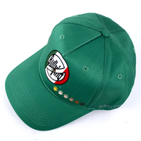 Gorras de béisbol de poliéster con etiqueta impresa verde de 5 paneles, sombrero personalizado para mujer, gorra de béisbol de Color sólido para exteriores antigua