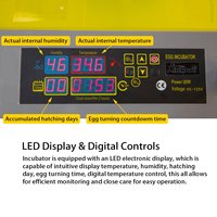 Incubateur à œufs 48 œufs Contrôle automatique de la température Incubateur automatique avec LED intégré Retourneur automatique