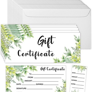 Certificados de Regalo en Blanco para Empresas con Tarjetas de Regalo con Lámina Dorada y Sobres para Restaurantes, Vales Personalizados para Clientes - Product Image 6