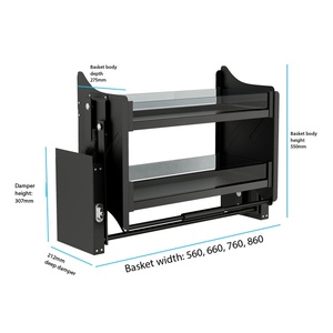 Cestello Estraibile a Doppio Strato in Lega di Alluminio con Funzione Sollevamento e Abbassamento per Ripiani Sopraelevati di Armadi, Portapiatti - Product Image 4