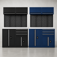 Armoire de rangement modulaire pour garage, coffre à outils, établi avec tiroirs verrouillables et organisateur à panneaux perforés pour atelier domestique