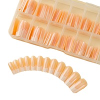120 Pièces Caméléon Laser Faux Ongles ABS Café Couleur Gel Blanc Base Portable Court Conception Amande pour Long/Court Réutilisable