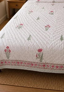 Unique Hand Block Printed Floral Cotton <b>Quilt</b> Jaipuri Razai Reversible Boho Indian <b>Bedding</b> King Size Handmade Comforter - Product Image 2