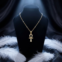 Milskye moderne personnalisé bijoux de mode pour les femmes 925 argent 14k plaqué or diamant éternel ankh croix collier