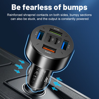 Adaptor Pengisi Daya Mobil 66W 6 Port, 4 USB + 2 USB C PD Pengisian Cepat Soket Pemantik Rokok untuk Smartphone dan Tablet