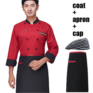Vestiti <span class=keywords><strong>da</strong></span> <span class=keywords><strong>lavoro</strong></span> su misura dello <span class=keywords><strong>Chef</strong></span> del commercio all'ingrosso del ristorante bar caffetteria dell'hotel cucina <span class=keywords><strong>Chef</strong></span> giacca uniforme grembiule e berretto - Product Image 2