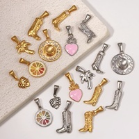 Waterdichte Mode Sieraden Hangers & Charmes Cowboy Boot Hoed Charme 18K Verguld Rvs Hart Fruit Oranje Bedels