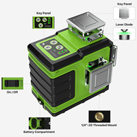 Niveau laser industriel automatique 3D à 12 lignes, faisceau vert, batterie au lithium grande capacité personnalisée OEM pour la construction