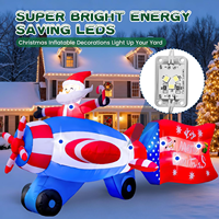 Avion de Noël gonflable de 11 pieds avec Père Noël et éclairage LED – Décoration de Noël pour jardin, pelouse, maison, extérieur, fête de fin d'année