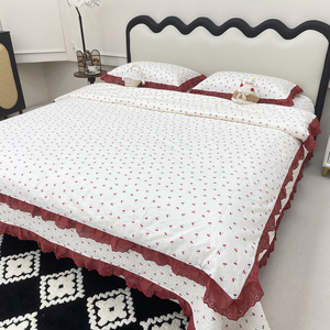 Ensemble quatre pièces en coton à pois et dentelle laitière française - Product Image 3