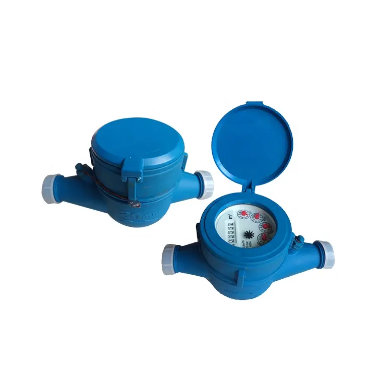 Измеритель воды ISO4064, многоструйный нейлоновый пластиковый счетчик воды, холодное цифровое колесо, сухой циферблат, класс B, синий