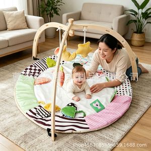 Gimnasio creativo de madera maciza para bebés, para uso doméstico, entrenamiento Montessori, juguete de agarre para bebés, trípode de madera para ejercicios. - Product Image 1