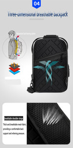 Bolsa Transversal Masculina Oxford Impermeável Antifurto com USB para Música, Portátil para Viagem, Logotipo Personalizado, Bolsa de Ombro e Peito Moderna - Product Image 4